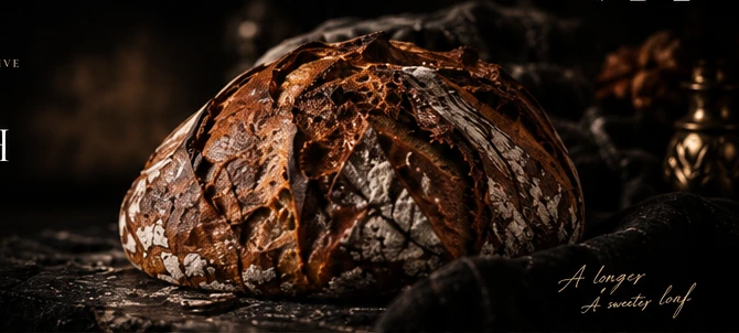 Dramatically lit artisan sourdough loaf